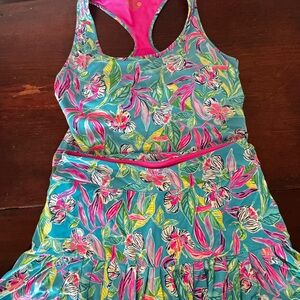 Lilly Pulitzer Pink and Blue Luxletic skirt and top